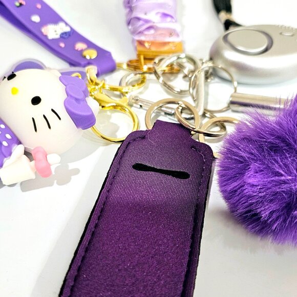 Hello Kitty Sanrio Safety Keychain Set, Kid-friendly, Lightweight, Purple - Picture 2 of 5